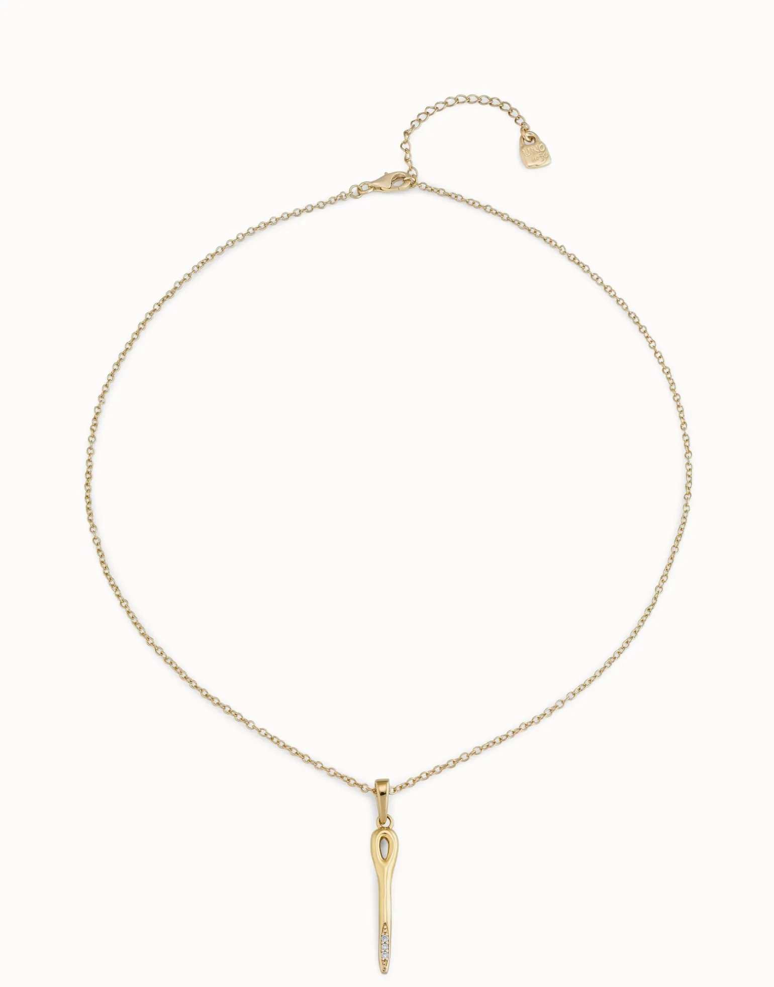 Long chain pendant necklace with needle
