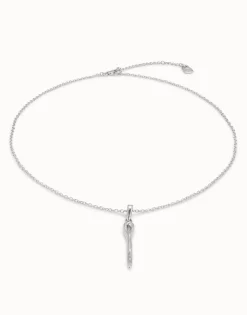 Long chain pendant necklace with needle