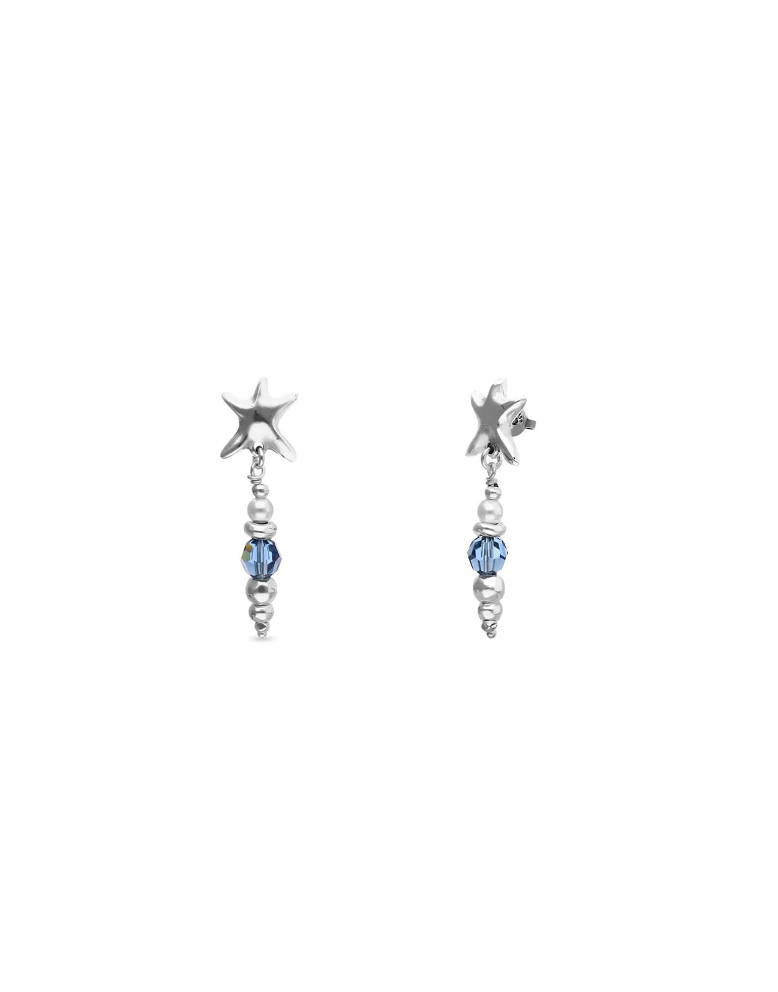 Long earrings with starfish and crystals