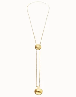 Long necklace with an adjustable chain and two weights