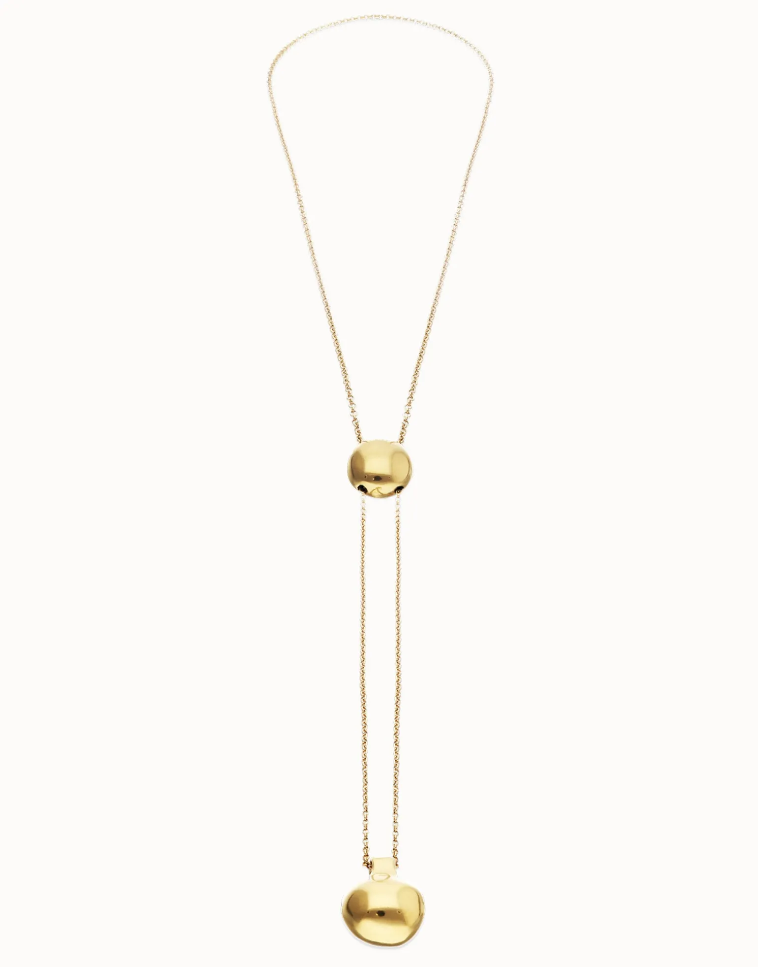 Long necklace with an adjustable chain and two weights