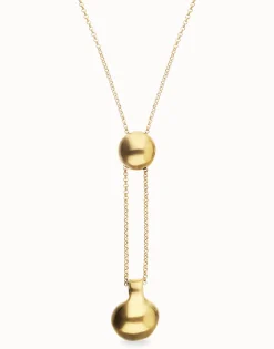 Long necklace with an adjustable chain and two weights