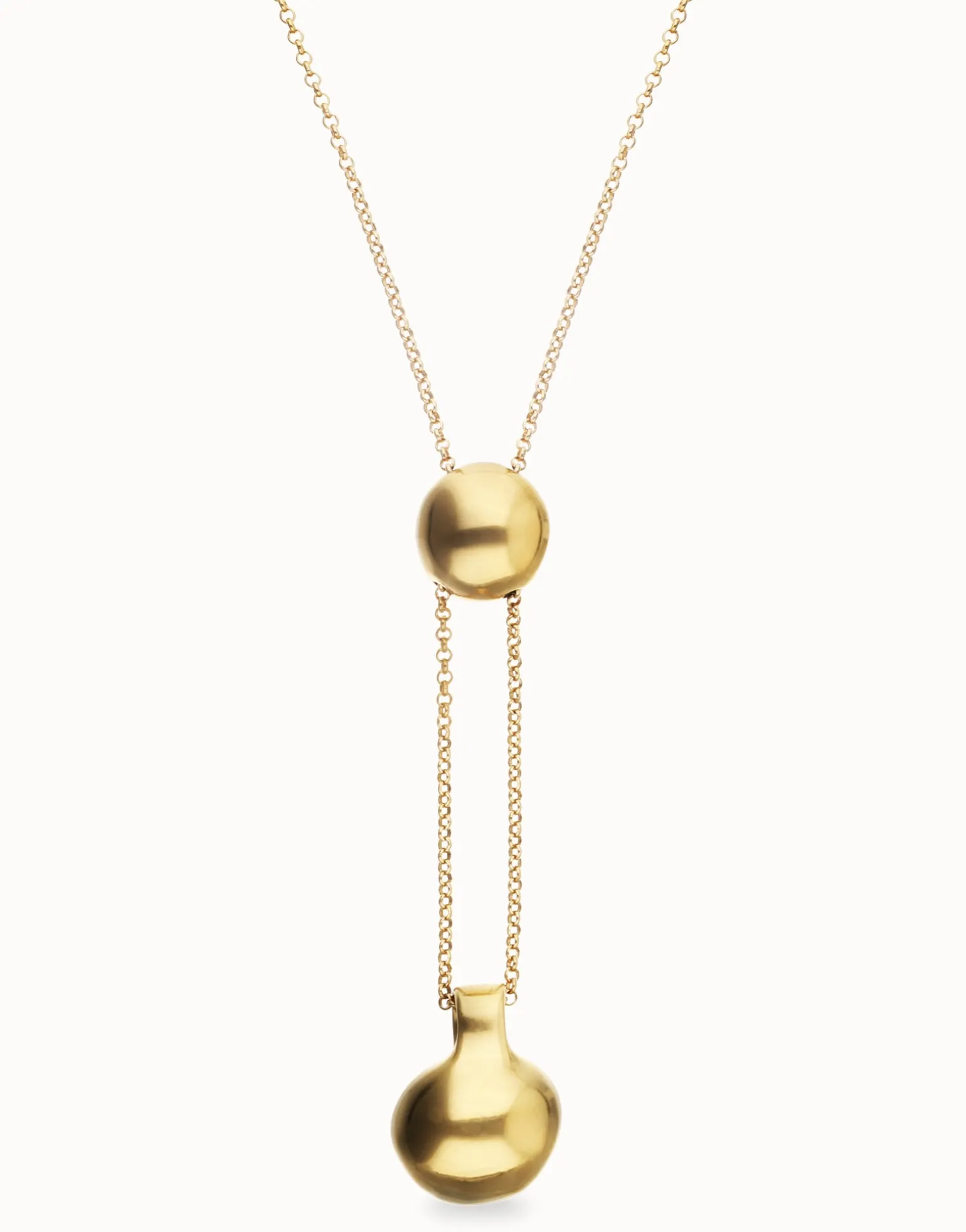 Long necklace with an adjustable chain and two weights