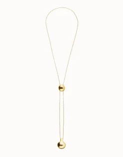 Long necklace with an adjustable chain and two weights