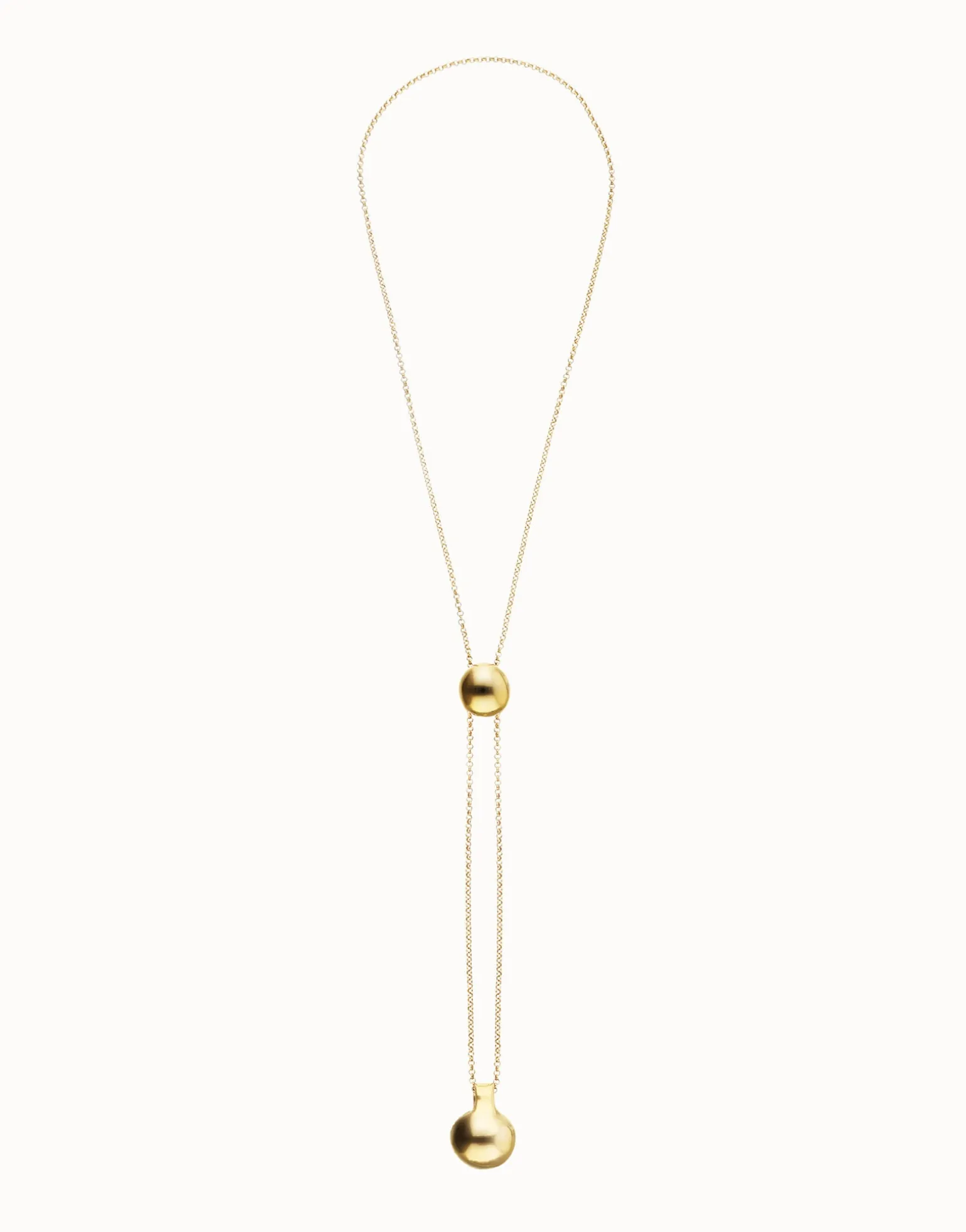 Long necklace with an adjustable chain and two weights