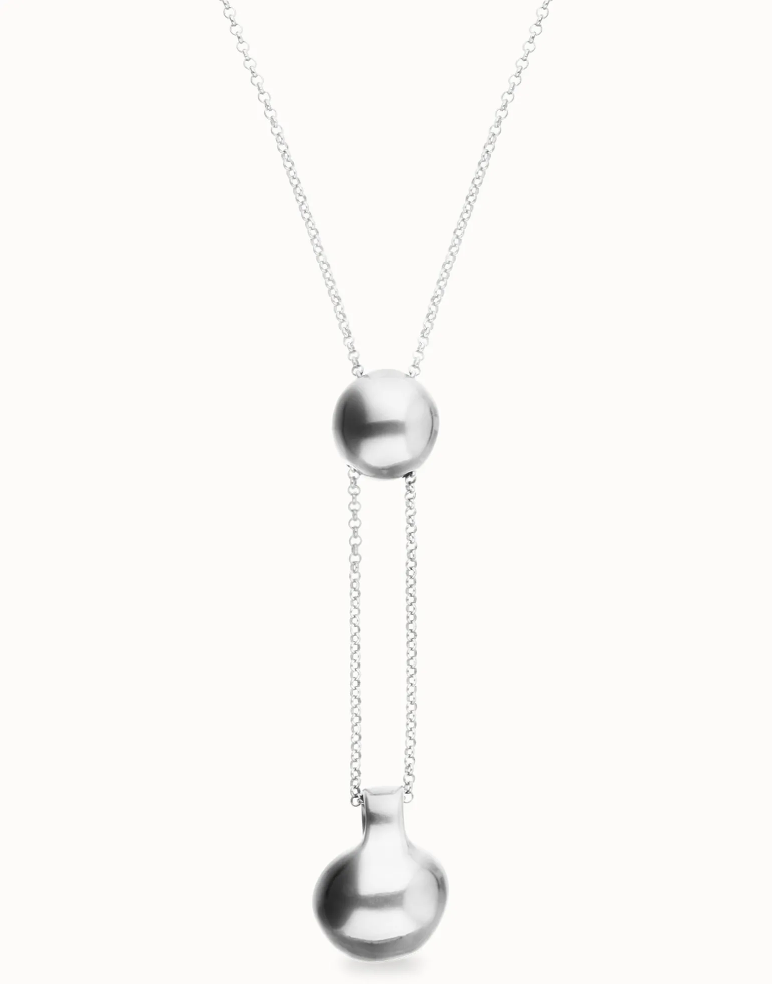 Long necklace with an adjustable chain and two weights