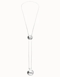 Long necklace with an adjustable chain and two weights