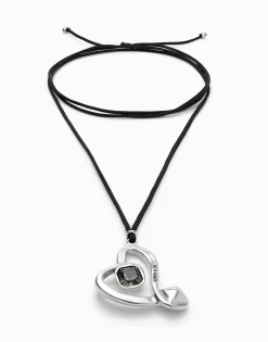 Long pendant and central heart with black crystal