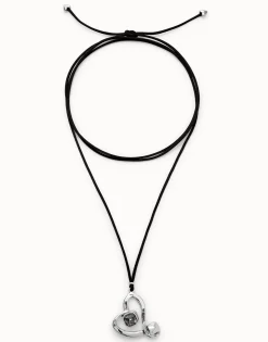 Long pendant and central heart with black crystal