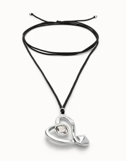 Long pendant and central heart with transparent crystal