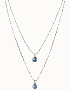 Long pendant chain necklace with crystals