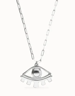 Long pendant chain necklace with central eye