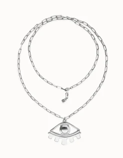 Long pendant chain necklace with central eye