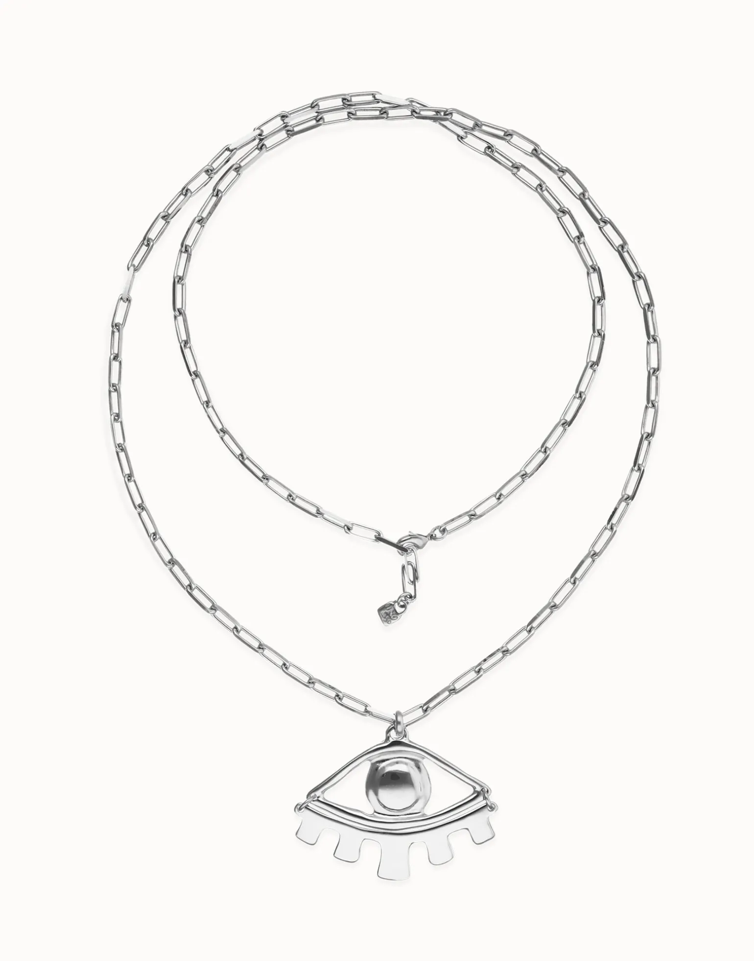 Long pendant chain necklace with central eye