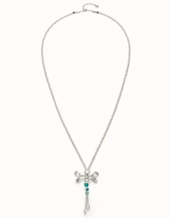 Long pendant necklace with a dragonfly