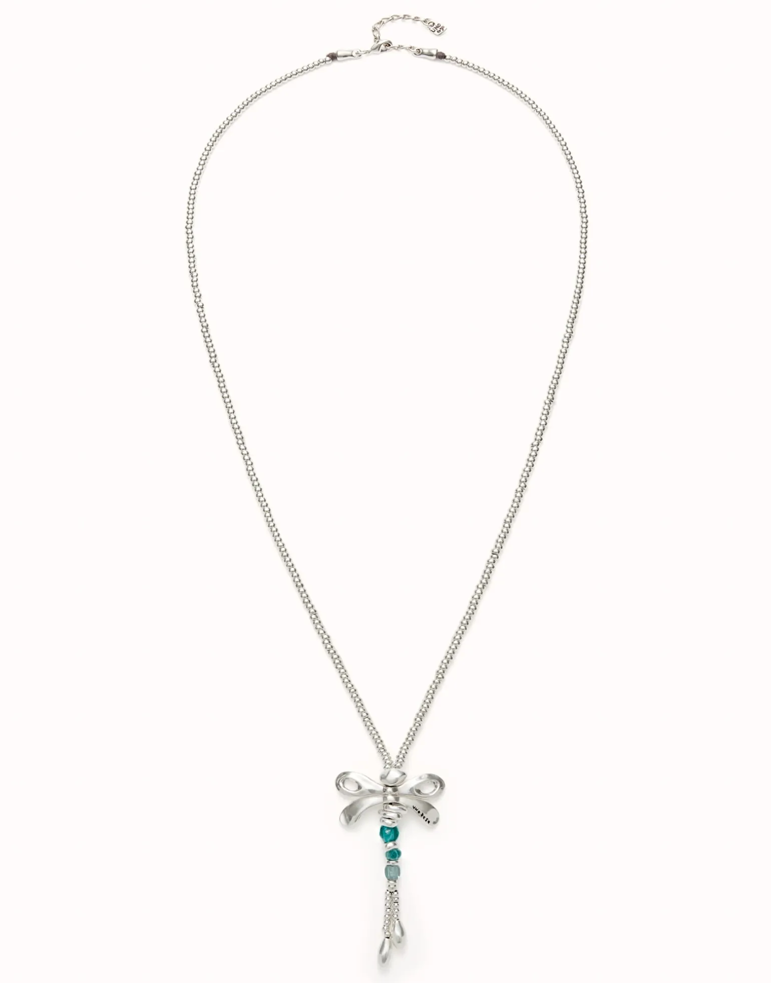 Long pendant necklace with a dragonfly