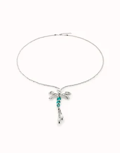 Long pendant necklace with a dragonfly