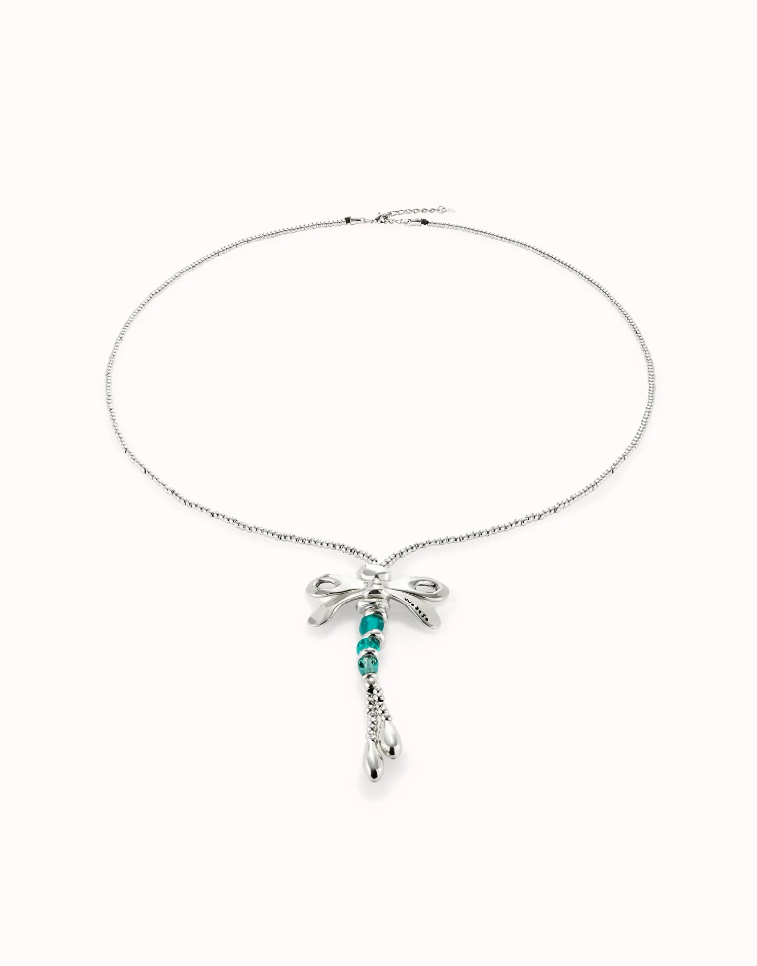 Long pendant necklace with a dragonfly