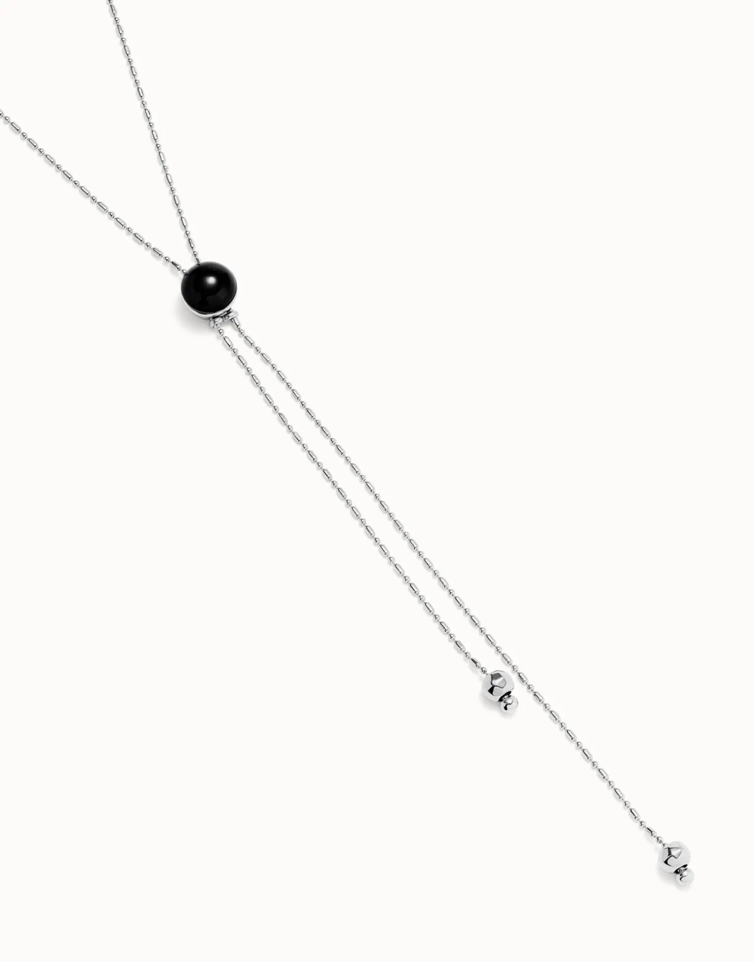 Long pendant necklace with central black murano glass