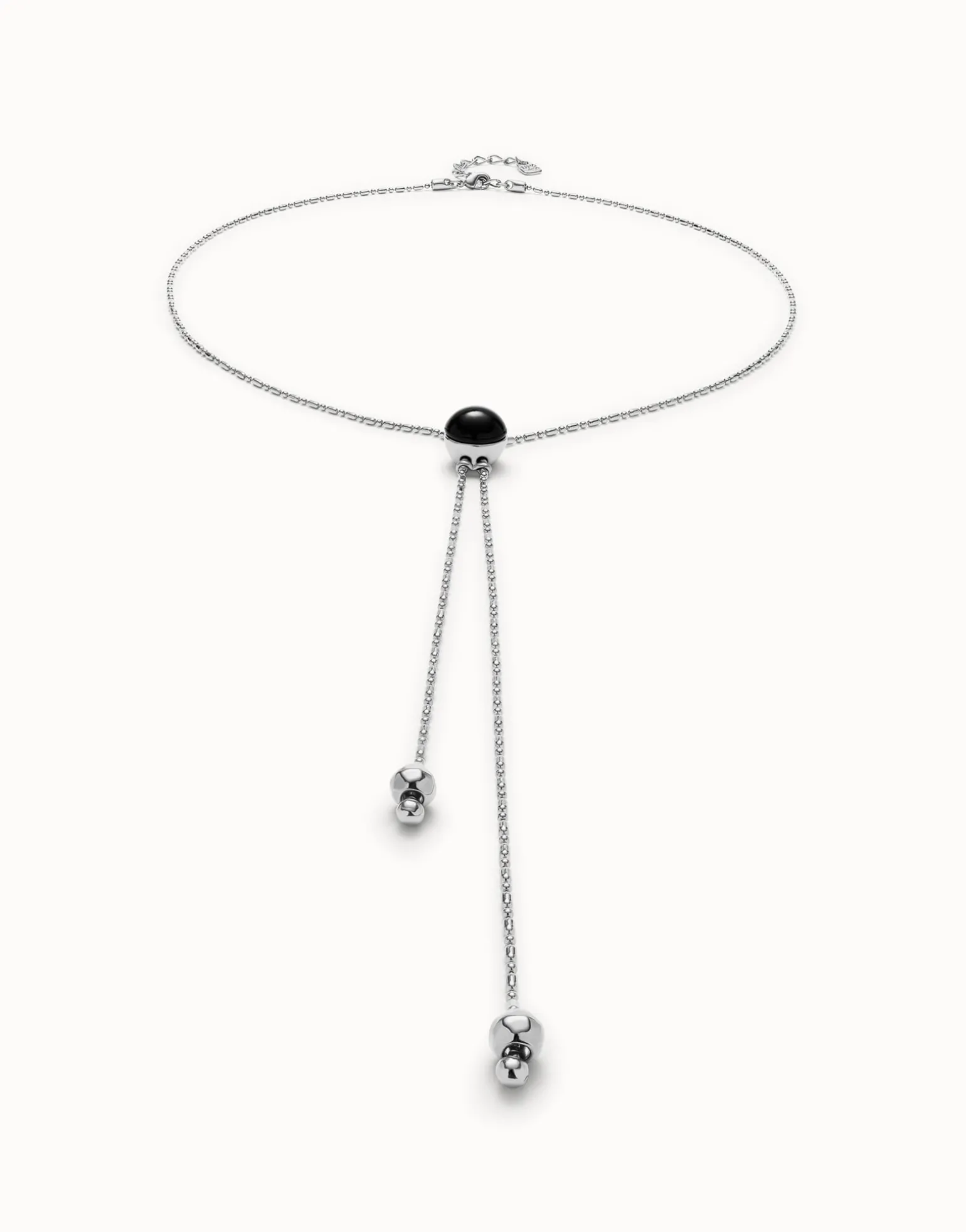Long pendant necklace with central black murano glass