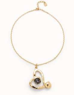 Midsize chain pendant necklace with a large heart