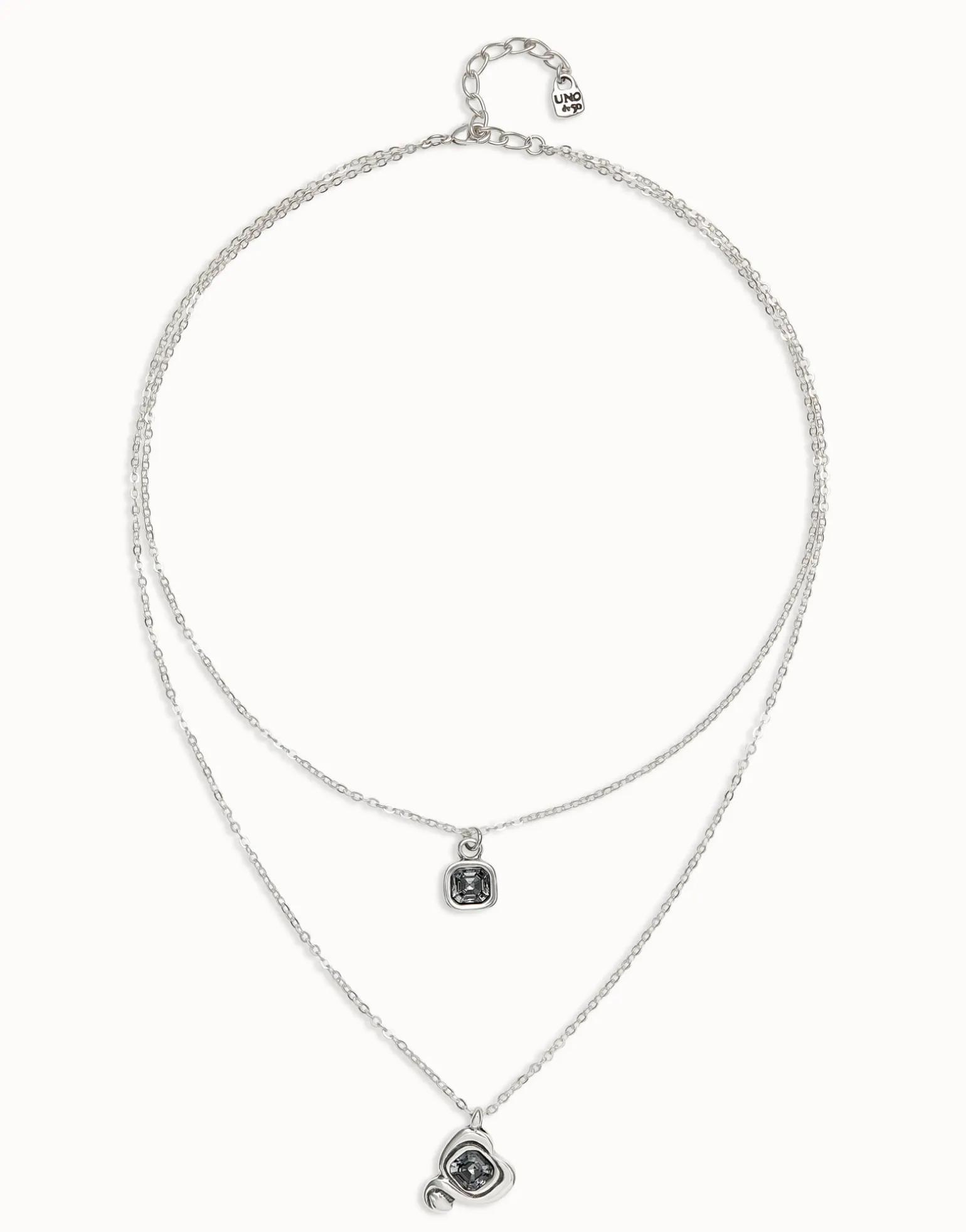 Multi-layer pendant link chain necklace with heart charm