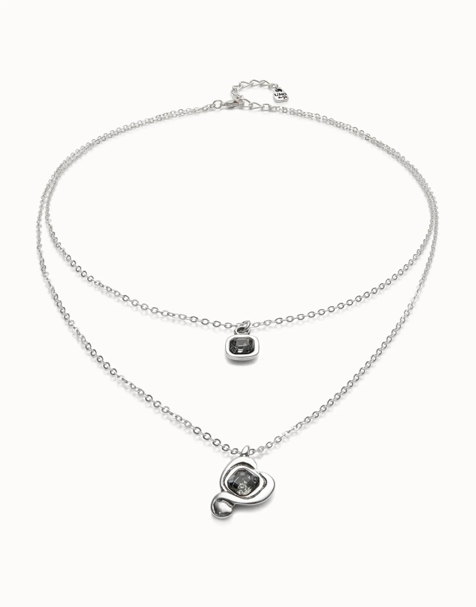 Multi-layer pendant link chain necklace with heart charm