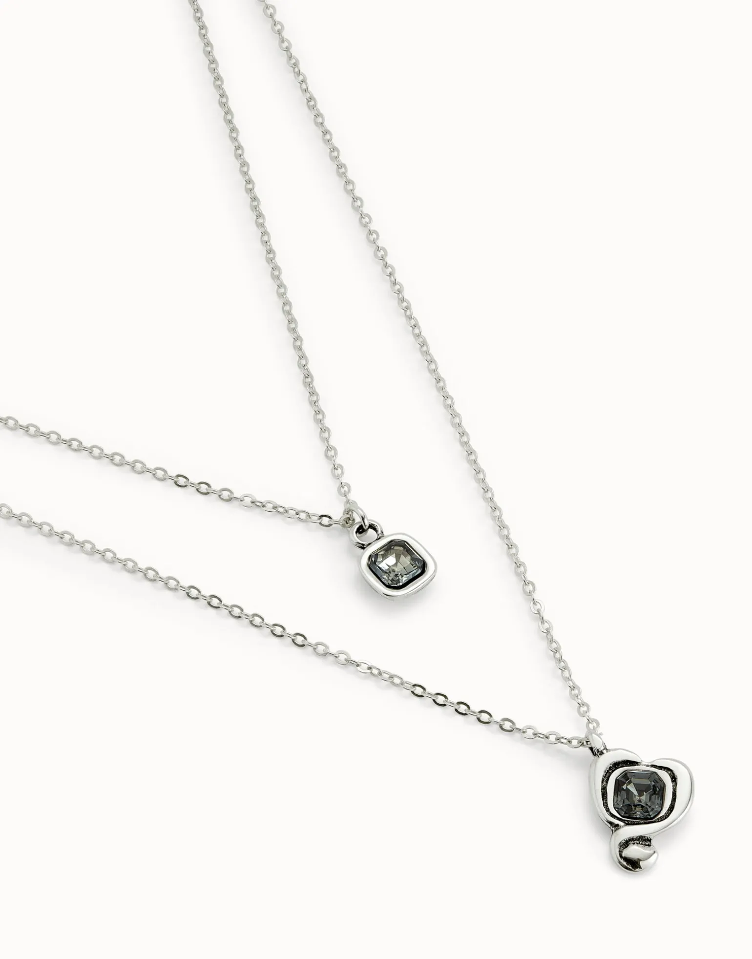 Multi-layer pendant link chain necklace with heart charm