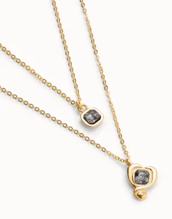 Multi-layer pendant link chain necklace with heart charm