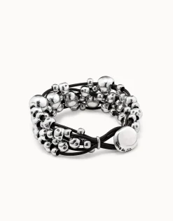 Multi strand beaded leather bracelet
