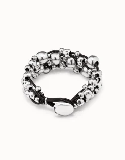 Multi strand beaded leather bracelet