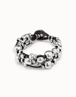Multi strand beaded leather bracelet