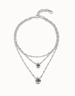 Multi strand chain pendant necklace with crystal