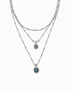 Multi strand chain pendant necklace with crystal