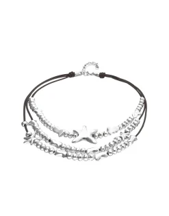 Multi-strand leather necklace with starfish