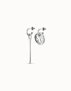 Needle and button earrings