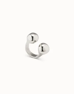 Open ring with two beads