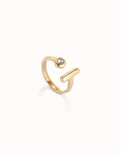 Open ring with white topaz