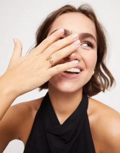 Open ring with white topaz