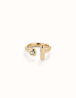 Open ring with white topaz