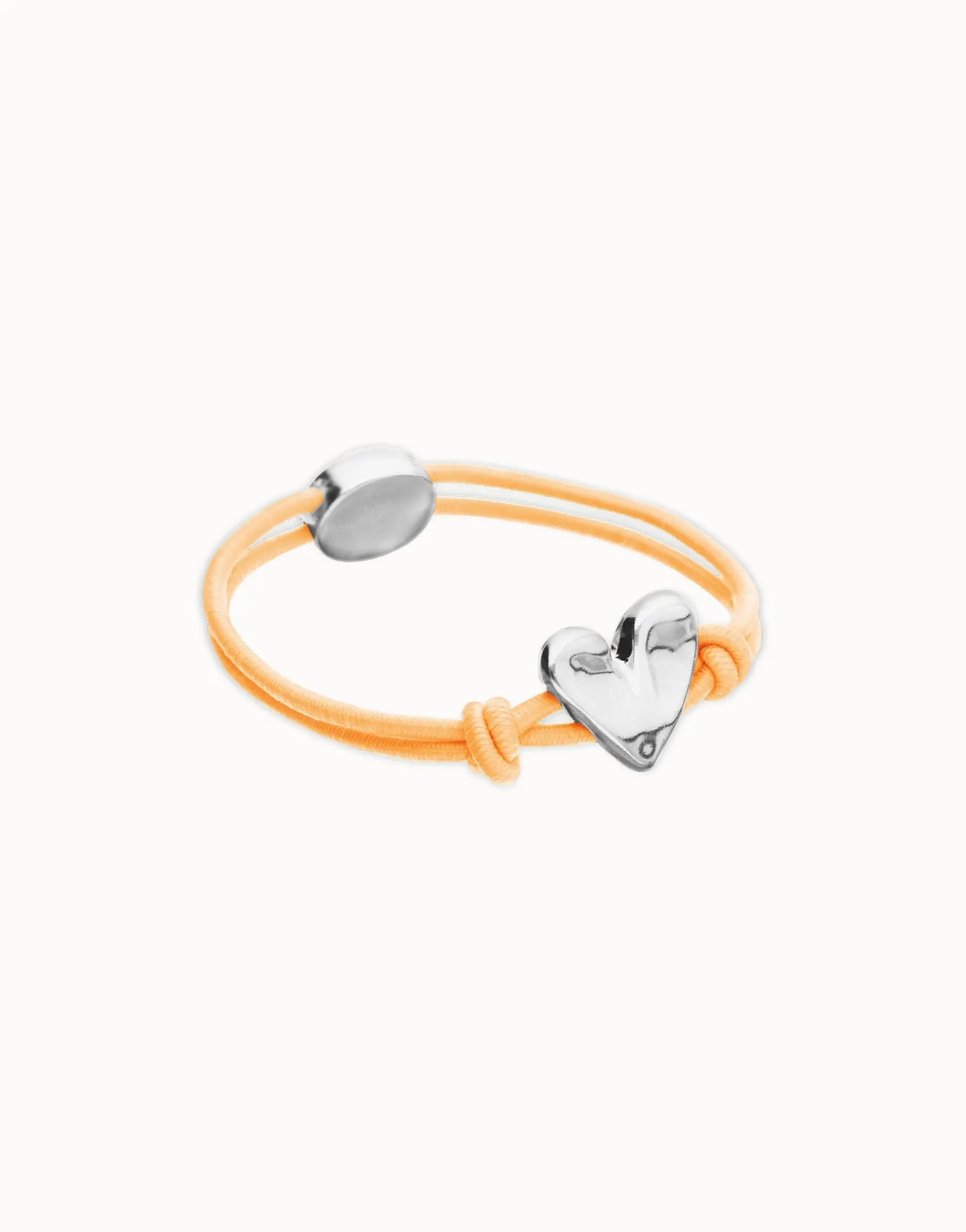 Orange elastic thread bracelet with heart