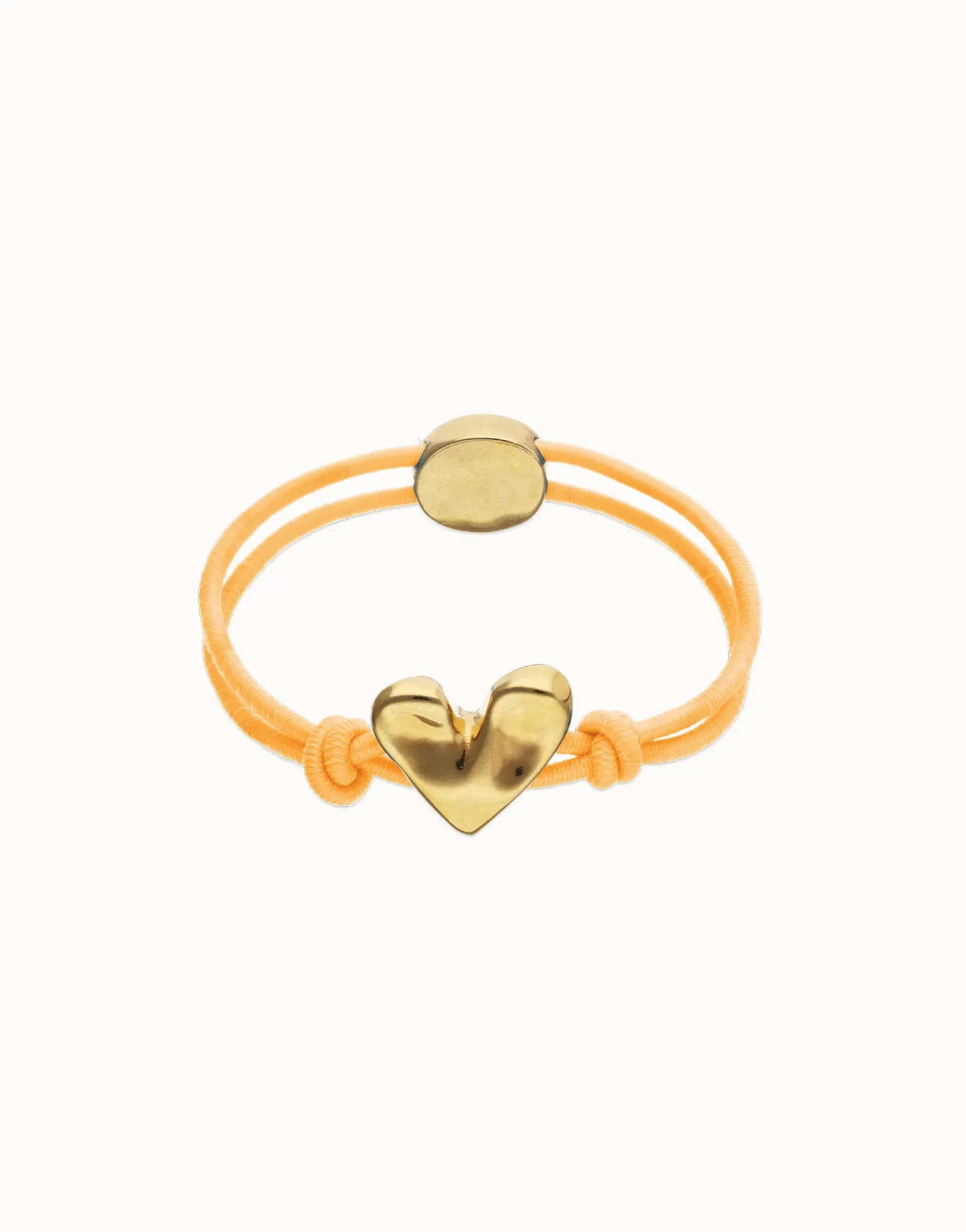 Orange elastic thread bracelet with heart