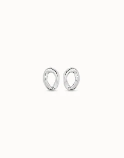 Oval link shape stud earrings