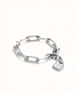 Paper clip link bracelet with padlock