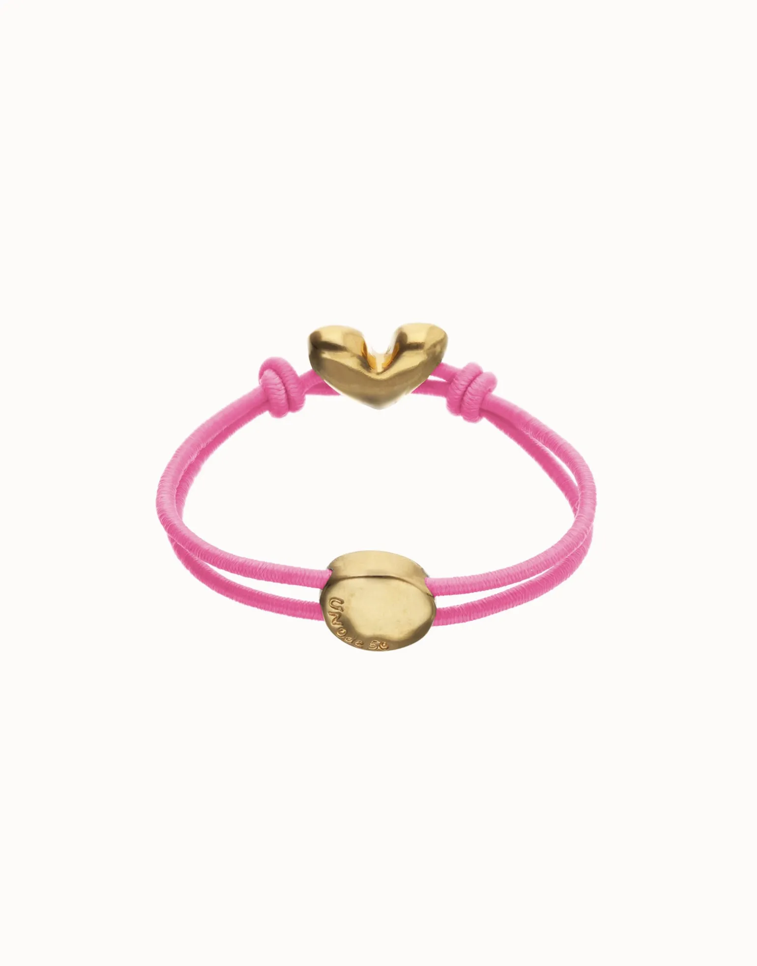Pink elastic thread bracelet with heart charm
