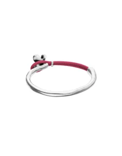 Pink leather bracelet with butterfly ornament