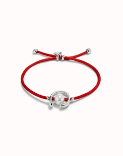 Red cord bracelet with a pearl