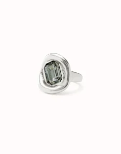 Ring with grey crystal