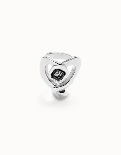 Ring with heart and central black crystal