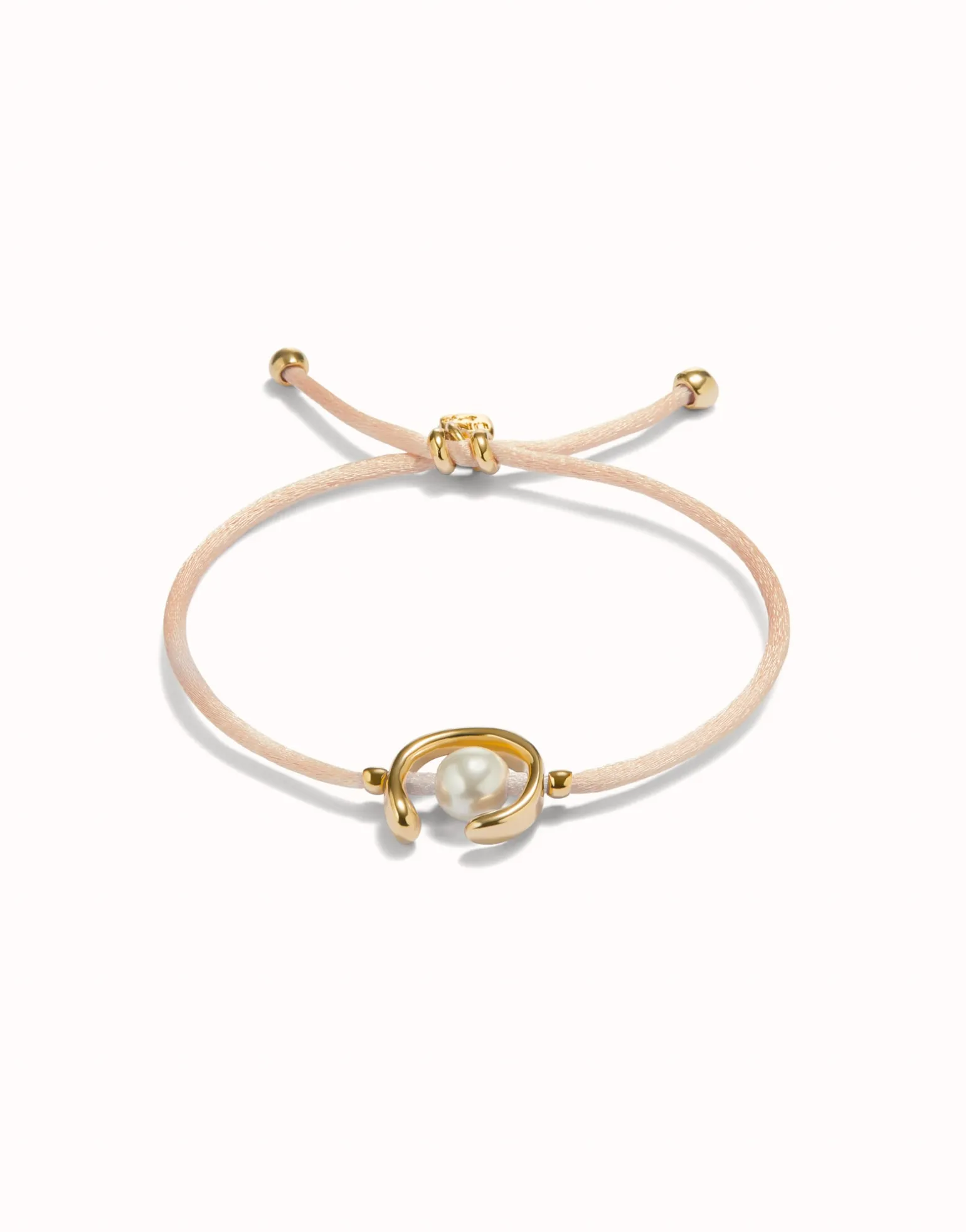 Salmon cord bracelet with a pearl